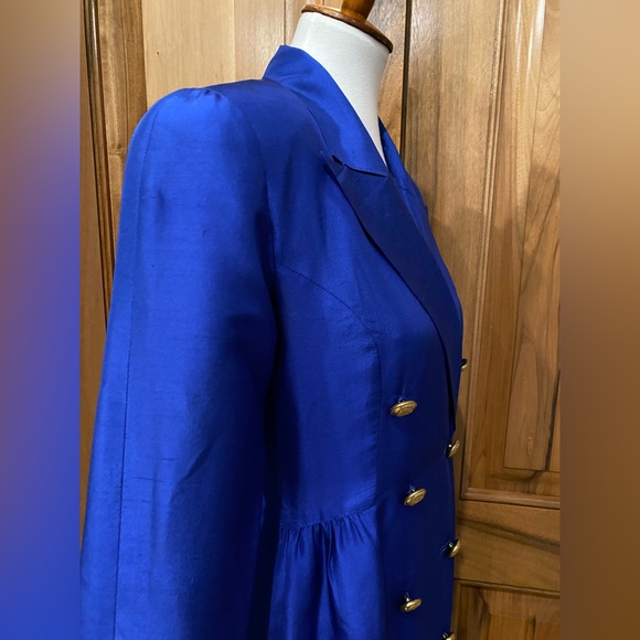 VTG Korean Cobalt-Blue Silk Double-Breasted Coat/Dress, EUC, 4P - Picture 16 of 16